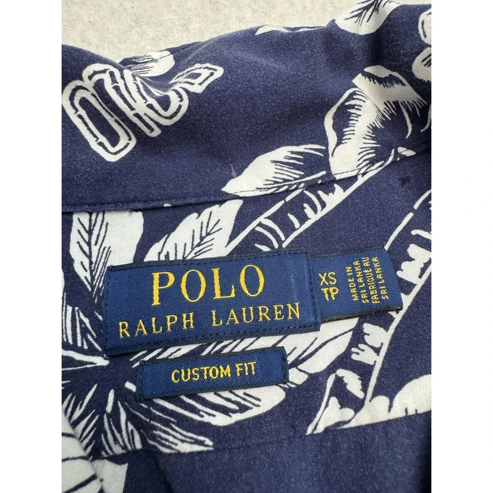 Polo Ralph Lauren Shirt Mens XS Blue Hawaiian Floral Polo Bear Aloha Custom Fit